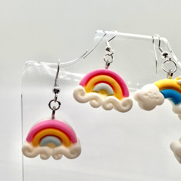 Rainbow Earrings - Cloud Earrings - Rainy Day Earrings - Spring Earrings - Picture 3 of 10